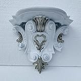 Wandkonsole Weiß Silber Barock Antik Wandregal Kommode Spiegelablage 29cm x 25 cm Hängek