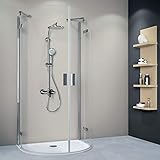 Duschkabine als Halbrunddusche aus Glas, Runddusche mit Drehtüren, 4-teilig, H 200