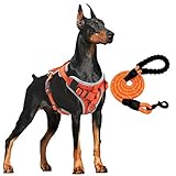 Supet Hundegeschirr Anti Zug Gepolsterte Brustgeschirr mit Reflektorstreifen Weich Einstellbar Geschirr für Hunde Atmungsaktiv Dog Harness für Große Mittlere und Kleine H