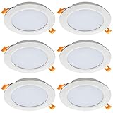 SEBSON® LED Einbaustrahler rund flach 230V, integrierter Treiber, 12W, warmweiß 3000K, Deckenstrahler 870lm, LED Panel Ø168x24mm, 6er Pack