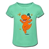 Der Kleine Drache Kokosnuss Tanzt Mädchen T-Shirt mit Raffungen, 10 Jahre, Mintgrü