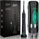 Tristan Auron Elektrische Zahnbürste Business Edition (Schwarz) + Reiseetui mit UV Desinfektion I Schallzahnbürste 5 Putzmodi IPX7 Wasserdicht - 30 Tage Akk
