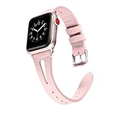SHENG Pu. Strap Fit for Apple Watch 7 Band 45mm 41mm Armband 38mm 42mm 40mm 44mm Pu. Armband for IWATCH-Serie 7 6 5 4 SE 3 2 1 (Band Color : Pink, Band Width : 38mm or 40mm)