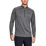 Under Armour Tech 2.0 1/2 Zip, sportliches Longsleeve, schnell trocknendes Langarmshirt für Männer Herren, Grau (Carbon Heather / Black) , L