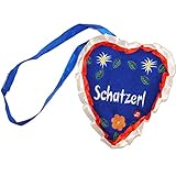 alles-meine.de GmbH Lebkuchenherz mit Sound + Sprüchen zum Umhängen -  Schatzerl  - Lebkuchenherz - Dirndl Tracht / Trachtentasche Bayrisch Edelweiß - blau - aus Plü
