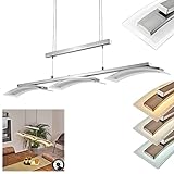 LED Pendelleuchte Bolonda, dimmbare Deckenlampe aus Metall in Nickel-matt mit klarem Glasschirm, moderne Hängelampe mit Tastschalter, 3 x LED 5 Watt, 1350 Lumen, 2700-6000