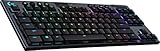 Logitech G915 LIGHTSPEED TKL kabellose mechanische Gaming-Tastatur ohne Ziffernblock, Taktiler GL-Tasten-Switch mit flachem Profil, Französisches AZERTY Layout, Carb