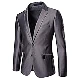 Qienjn Blazer Herren Casual Slim Fit Herren Jacke Business Casual Einfarbig Klassisch Vielseitig Hochzeitsfeier Gastgeber Neue Herren Anzug A-Grey 3XL