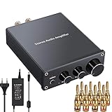 Hi-Fi Verstärker PROZOR Mini Stereo Audio Verstärker 2 Kanal Class D Integrierter Verstärker Digitaler Leistungsverstärker Bass- und Höhenregelung für Heimlautsprecher 50W + 50W