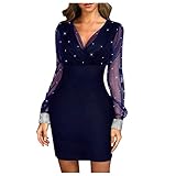 Briskorry Damen Nettogarnkleid Minikleid Cocktailkleid Etuikleid Party Business Elegant Kleider Schichten Spitzen Partykleid Damen Sexy