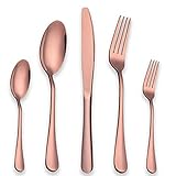 Berglander Edelstahl Besteck Set 30 Stück mit Titan Roségold vergoldet, Kupfer Farbe Besteck Set, Besteck, Besteck Set Service für 6 30 Stück