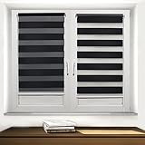 TROYAHOME®️ Doppelrollo Klemmfix Ohne Bohren Duo Rollo Fenster Rollo Easyfix (Schwarz, 95 x 150 cm ( Stoffbreite 92 cm)