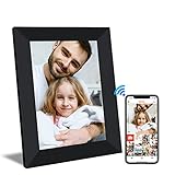 JHZL 8 Zoll 1280 x 800 16 GB WiFi Cloud Digitaler Bilderrahmen IPS-Touchscreen Bewegungssensor automatisch drehen Fotos/Videos über iPhone und Android Frameo App teilen(Black)