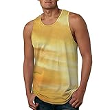 Herren Sommer Mode Strand Küste Drucken Jacke Weste Top Bluse Hawaii Print Rundhals Tank Top Sommer Herren Laufweste Strand Volleyball Weste Hawaii Sport Tank Top Herren Bedrucktes T-Shirt, gelb, 3XL