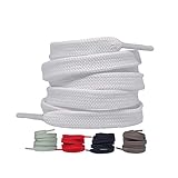 LaceHype 2 Paar - Premium Flache Schnürsenkel reißfeste Schuhbänder [10 mm breit ] Ersatz Shoelaces aus Polyester für Sneakers, Sportschuhe, Laufschuhe, Turnschuhe (Weiß, 120)