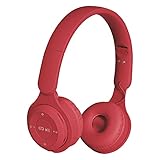 Bluetooth-Kopfhörer, Over-Ear, faltbar, kabellos, integriertes Mikrofon, HiFi, ergonomisch, kabellos, schwerer Bass, praktisches Headset für Zuhause, Büro, Handy, PC, TV, Gaming (rot)