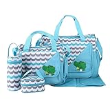 perfk Wickeltaschen-Set Wickelunterlage Schulterrucksack für Reisen Handtasche Einzel-Umhängetasche, Hellb