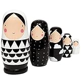 Healifty Kinder Russische Puppen Kinder Nesting Puppe Schwarz & Weiß Schöne Matroschka Puppen für Spielzeug Geschenk Dek