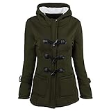 YONGYONG Motorradjacke für Damen, mit Kapuze, Woll-Fleece, Herbst- und Winterjacke, Wintermäntel für Damen, grün, 48