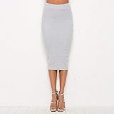 FDJIAJU Röcke Für Damen,Damen Gerade Rock Mode Sexy Hohe Taille Tube Rock Solide Zurück Split Bodycon Midi Knie Länge Bleistift Kleid Büro Workwear Daywear Office, Grau, XXL