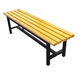 Geling Parkbank 3-sitzer, Gartenbank aus massivem Teakholz, extra stabil, Sitzbank, Balkon, Terrasse, Parkbank,Gelb,100CM