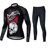 ASNHJH Jersey Anzug Radtrikot-Hemd Für Herren + 3D Gepolsterte Reithosen-Set Schnell Trocknende Fahrradbekleidungssets Radanzug Langarm Für Outdoor-Radfahren (Color : C, Size : XL)