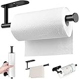 CAM2 Küchenrollenhalter ohne Bohren - Küchenpapierhalter Edelstahl Rollenhalter Schwarz Papierrollenhalter für Kü