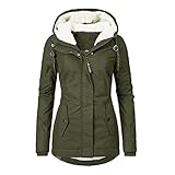 Winterjacken für Damen mit Fell Schwarz Große Größen Günstig Wintermantal Damenmantel Parka Plüschjacke Fleecejack Damenjacke Plüschmantel Kapuzenjacke Winterparka D