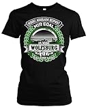 EIN Leben lang Wolfsburg Damen Girlie T-Shirt | Stadt - Wolfsburg Skyline - Fussball - Sport - Wolfsburg Shirt - Ultras | Schwarz (S)