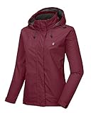 Little Donkey Andy Damen wasserdichte Regenjacke Leichte atmungsaktivem Regenjacke für Outdoor-Windbreaker zum Wandern, Reisen Dunkelrot XL