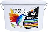 RyFo Colors Silikonharz Fassadenfarbe 10l (Größe wählbar) - hochwertige Silikonharzfassadenfarbe, weiß, Außen-Farbe-Dispersion, wasserabweisend, Abperleffekt, Wetterschutz, hohe Deckk