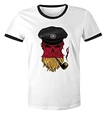 Herren WM-Shirt Captain Skull Deutschland Germany Fan-Shirt 2018 Totenkopf Retro Germany weiß-schwarz 3XL