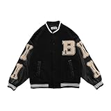 GladiolusA Herren College Jacke Baseball Sportjacke Sweatjacke Schwarz M