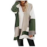 Damen Gefütterte Mode Teddybär Langarm Flauschige Mäntel Casual Shaggy Fleecejacke - Fuzzy Outwear Faux Cardigan mit Taschen, Green_A328, 46