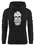 Neverless® Hoodie Damen Moin Totenkopf Anker Skull Kapuzen-Pullover schwarz S