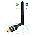 VANZEV WLAN Stick Dualband 600Mbit/s (5.8G/433Mbps + 2.4G/150Mbps) 802.11 ac/n/g/b/a WiFi Protected Setup (WPS) Mini Adapter für Desktop/PC/Laptop/Notebook Windows Mac OS, Kompatibel mit Alle R