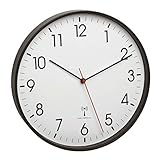 TFA Dostmann Analoge Funk-Wanduhr mit Metallrahmen, 305 x (H) 47 mm, Kunststoff, schwarz, 60.3537.01