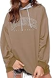 Yesgirl T-Shirt Damen Oversized Mode Lose Rundhals Kurzarm Sommer Oberteile Vintage Drucken Bluse Streetwear Sport Oberteile Vintage Sweatshirt Teenager Mädchen Tunika Lang Tops B Braun S