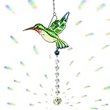Cosylove Kristall-Sonnenfänger Grüner Kolibri Anhänger hängender Kronleuchter Prisma Regenbogenhersteller Ornament für Fenster Sun Catcher Hausgarten Dek