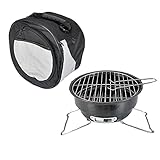 ROM Klappbarer tragbarer Mini-Barbecue-Grill für den Außenbereich, Holzkohle-Edelstahl-Grill, runder Grill Kleiner Grill mit Eisb