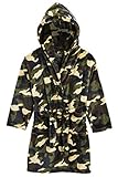 CityComfort Morgenmantel Kinder, Frottee Camouflage Kinderbademantel Junge, Fleece Morgenmantel Mädchen mit Kapuze, Weich Plüsch Army Robe Teenager, Geschenk Junge (Grün Woodland, 11-12 Jahren)