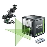 Bosch Kreuzlinienlaser Quigo green mit Multihalterung (grüne Laserdiode, Arbeitsbereich: 12 Meter, 2x Batterien, im Karton)