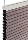 Deco4Me Wabenplissee Plissee Silbergrau-braun 90x140cm Blickdicht Rollo Thermo Klemmfix Tü