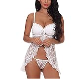 PPPPA Frauen Bobydoll Sexy Dessous Set Deep V-Neck Nightwear Frauen Sexy Dessous Soft Nachtwäsche Set Halfter Kleid Bequeme Nachtwäsche Frauen Babydoll Sexy Dessous Lace Nachtwäsche Nachtwäsche S
