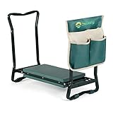 Sekey Kniebank 60 x 49 x 27.5 cm Gartenbank breiter Klapp-Gartensitz Hocker Sitzunterlage Eva-Schaumkissen Stahlrohr Grü