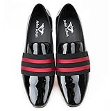Jeder S Rote Ballkleid Loafers Schuhe für Herren handgefertigt Lackleder Schuhe Slip-up Wear Bequeme Herren Hochzeitsschuhe Herren Loafer, rot, 39.5 EU