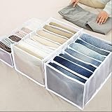 Jeans-Fach-Aufbewahrungsbox-Schrank, faltende Kleidungsschublade Mesh-Trennungs-Organizer, Hosenschublade stapeln (3 STÜCKE verschiedene Größen) (Weiß)