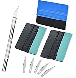 TBoonor Folieren Werkzeug Rakel Set hochwertiges Folierungs-Werkzeug-Set mit Präzisionsmesser und Folienrakel Mini Soft Wrapping Tint Squeegee, 30 Grad Handwerksmesser mit Sicherheitskappe (9 PCS)