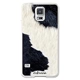 dakanna Schutzhülle kompatibel mit [Samsung Galaxy S5 - S5 Neo] aus flexiblem Silikon, Motiv [Muster Rindsleder], Farbe [Rand transparent, TPU-Gel für Smartp