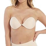 MAGIC Bodyfashion Backless Beauty Damen Rückenfreie Trägerlose und Selbstklebende Push-Up Klebe-BH,Latte,75B